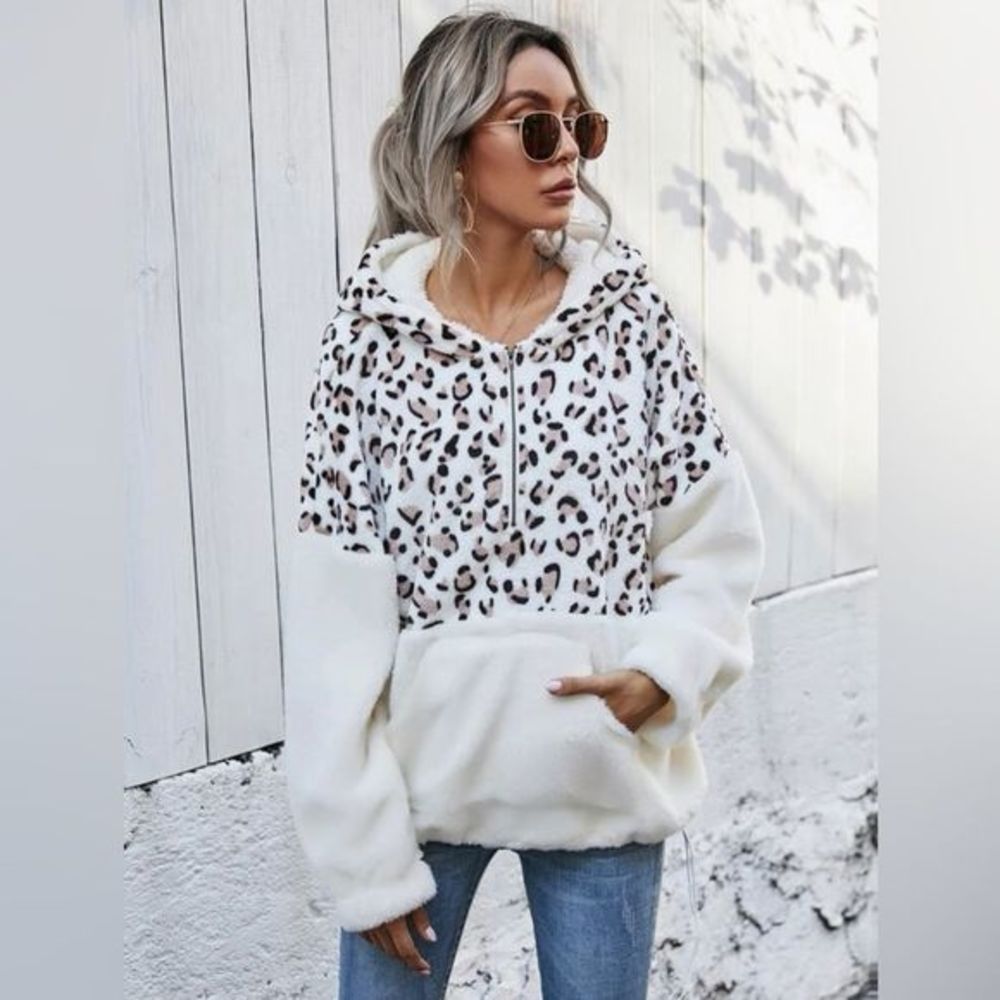 Shein leopard colorblock sweatshirt